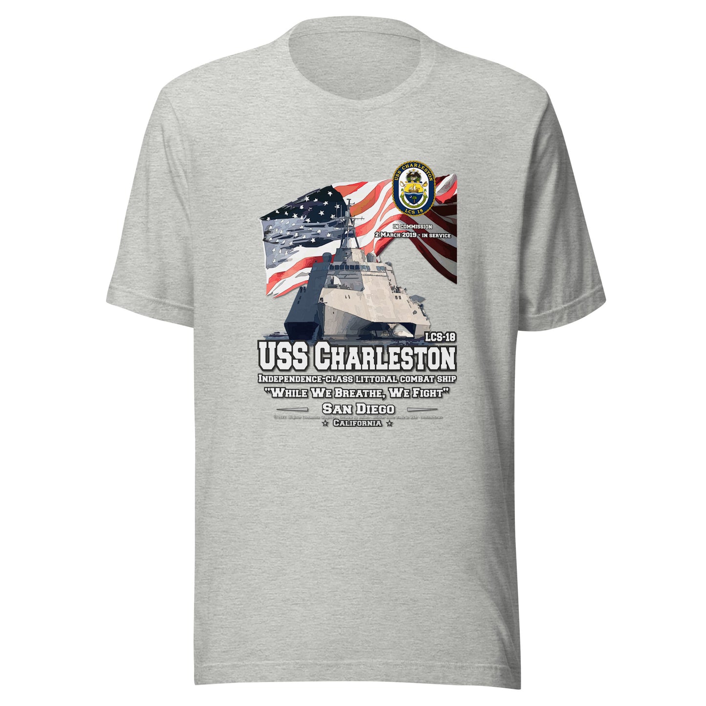 USS CHARLESTON tee,USS CHARLESTON LCS-18 Tee, US Littoral Combat Ship Veterans T-shirts, Comancha T-shirts,