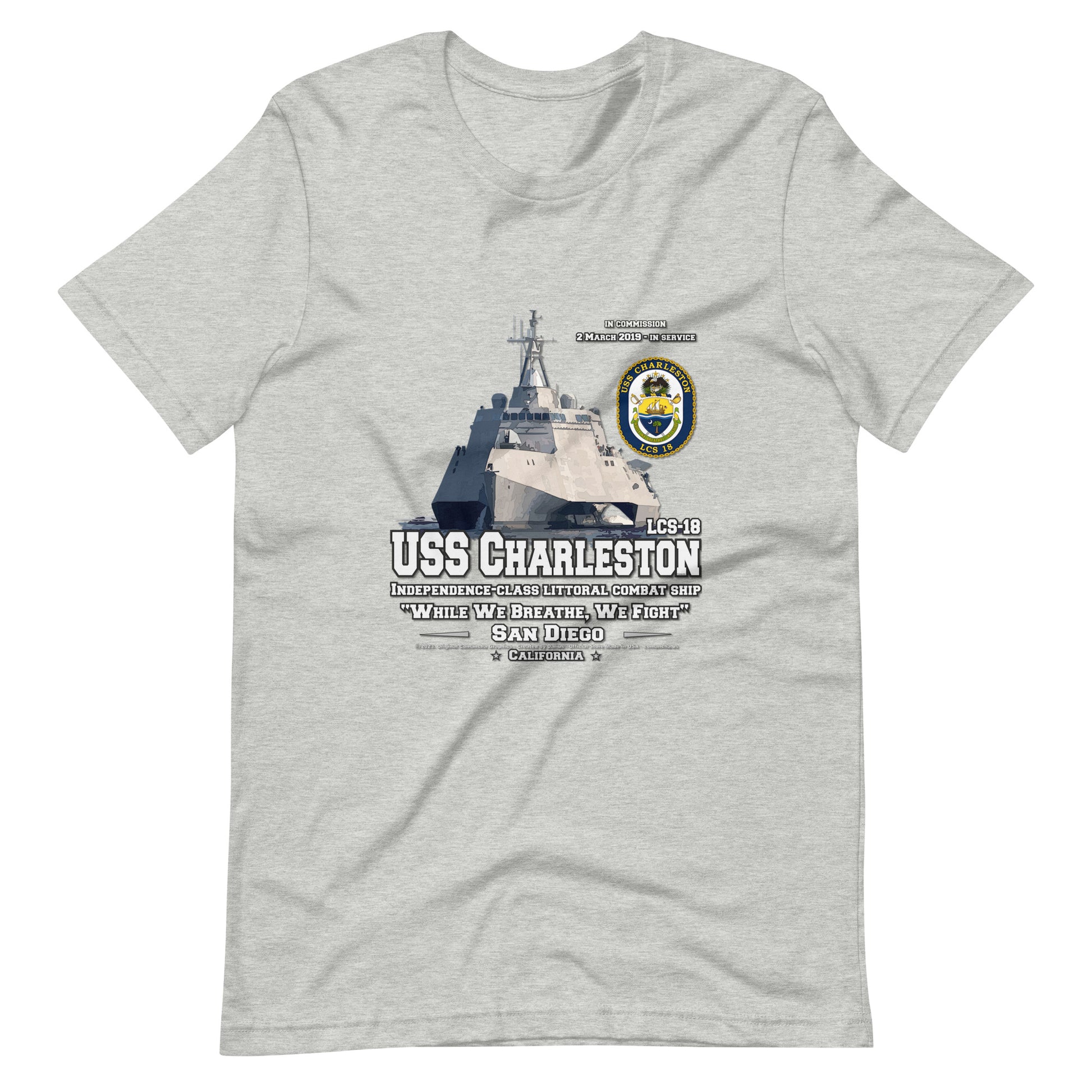 USS CHARLESTON tee,USS CHARLESTON LCS-18 Tee, US Littoral Combat Ship Veterans T-shirts, Comancha T-shirts,