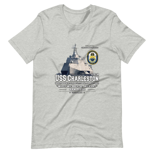 USS CHARLESTON tee,USS CHARLESTON LCS-18 Tee, US Littoral Combat Ship Veterans T-shirts, Comancha T-shirts,
