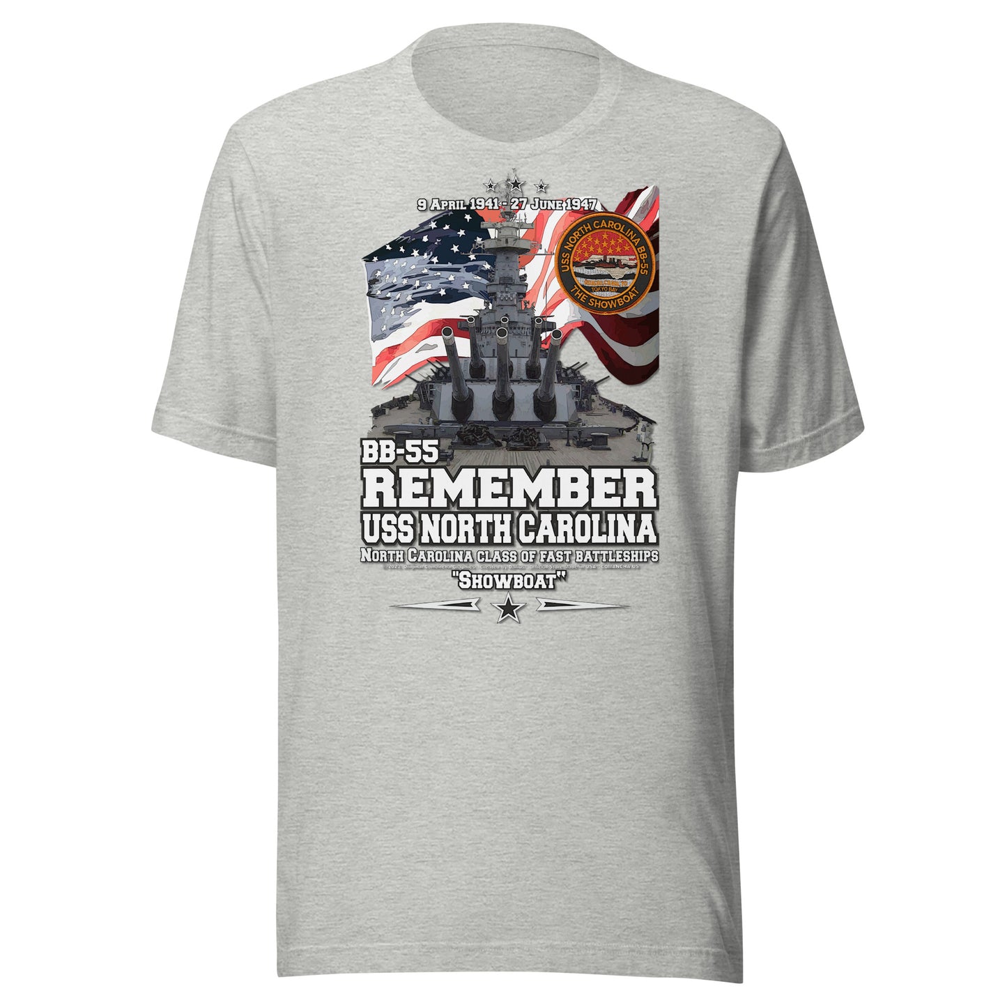 USS NORTH CAROLINA BB-55 t-shirt, US Navy Veterans T-shirt, US Navy Battleship T-shirt, USS NORTH CAROLINA Battleship T-shirt, Comancha Graphics,