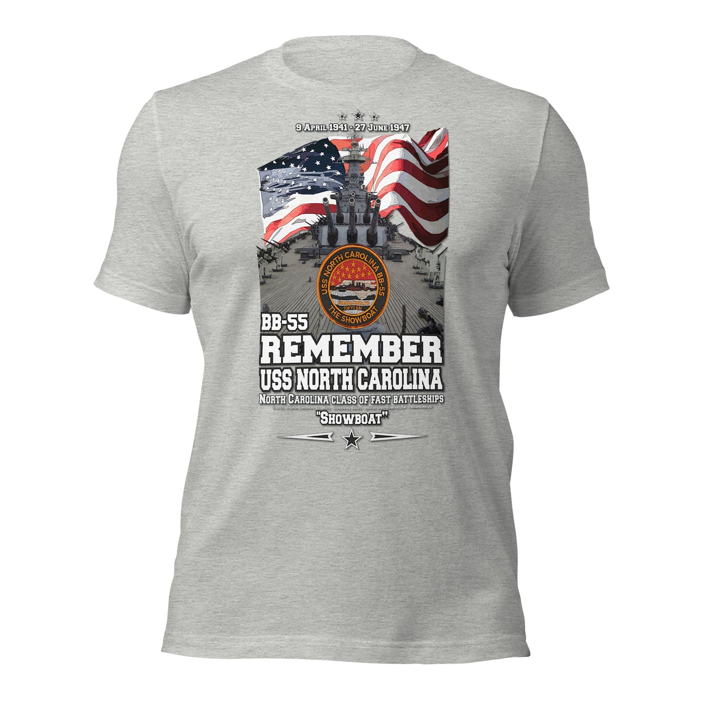 USS NORTH CAROLINA BB-55 t-shirt, US Navy Veterans T-shirt, US Navy Battleship T-shirt, USS NORTH CAROLINA Battleship T-shirt, Comancha Graphics,