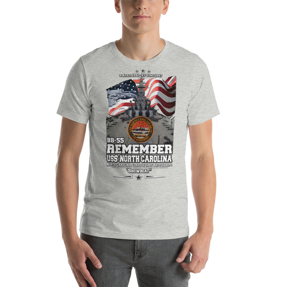 USS NORTH CAROLINA BB-55 t-shirt, US Navy Veterans T-shirt, US Navy Battleship T-shirt, USS NORTH CAROLINA Battleship T-shirt, Comancha Graphics,