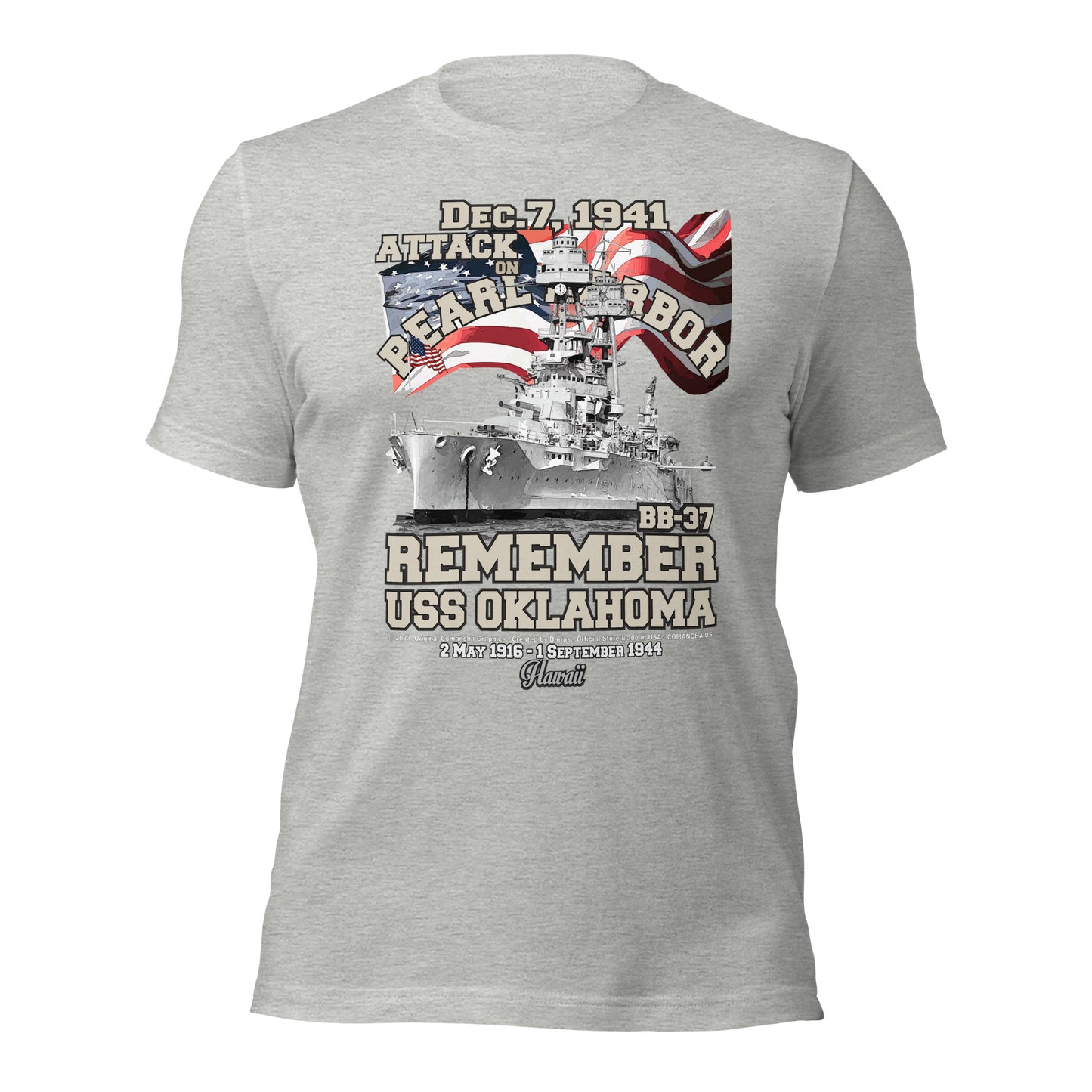 USS OKLAHOMA BB-37 t-shirt, Pearl harbor t-shirt,remember pearl harbor tee,US Navy Battleship T-shirt, USS OKLAHOMA T-shirt,comancha,comancha graphics,tees,