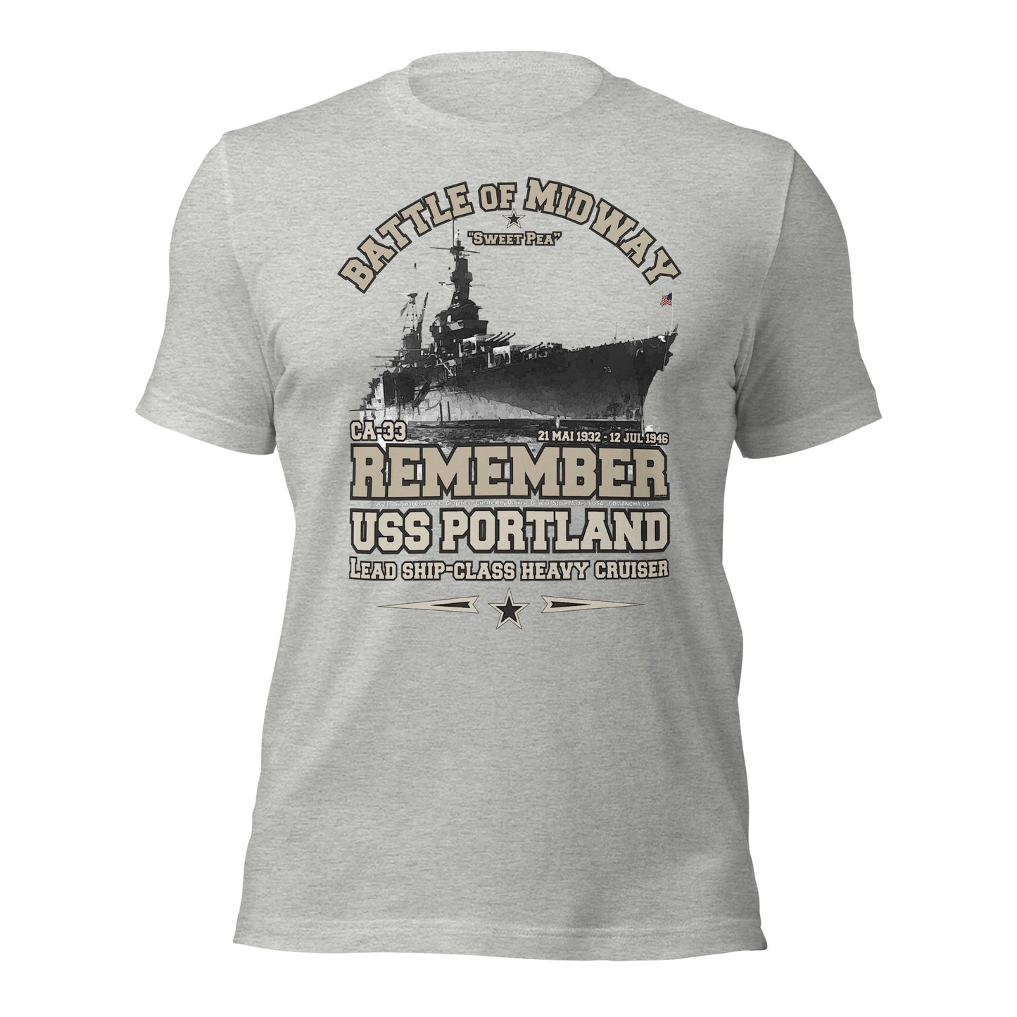 USS PORTLAND t-shirt, US Navy veterans T-shirt, US Navy Cruiser T-shirt, USS PORTLAND CA-33 T-shirt, Comancha,Tees,Midway veterans tee,