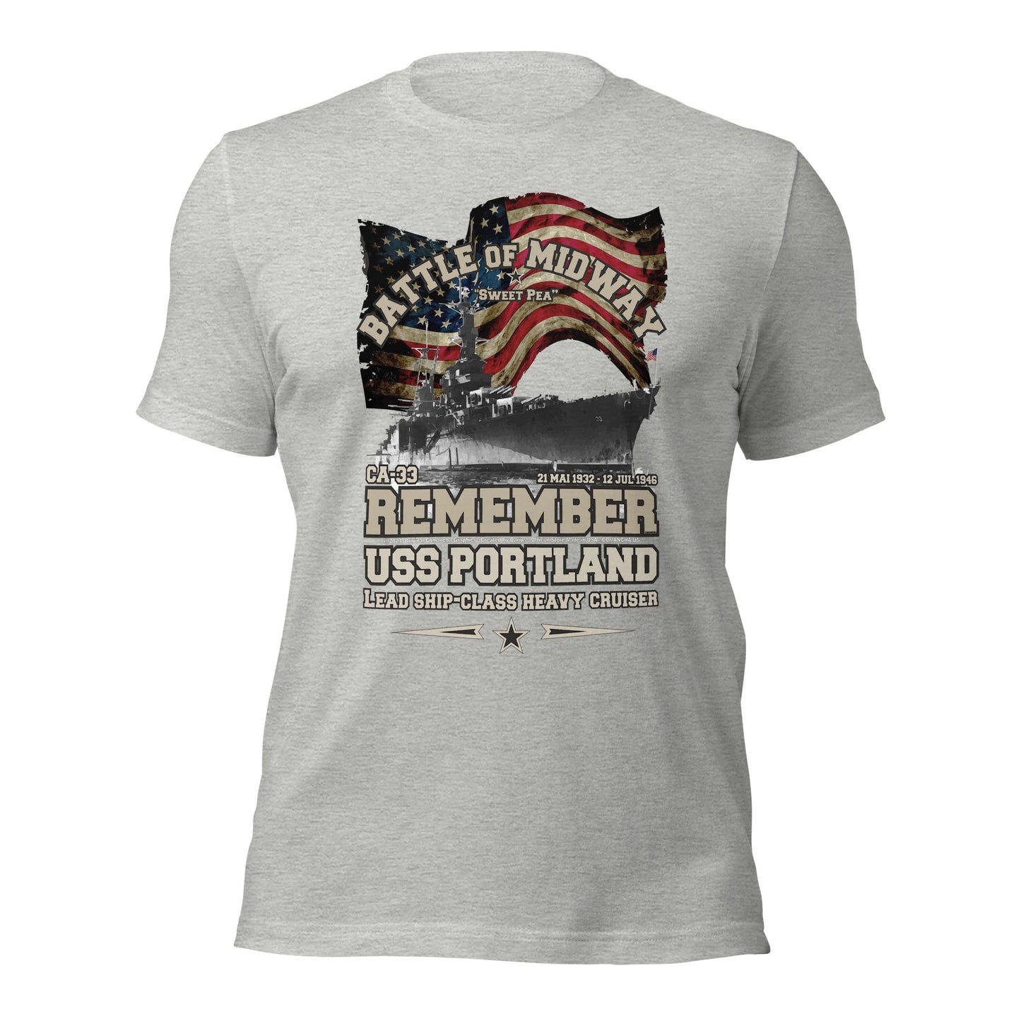 USS PORTLAND t-shirt, US Navy veterans T-shirt, US Navy Cruiser T-shirt, USS PORTLAND CA-33 T-shirt, Comancha,Tees,Midway veterans tee,