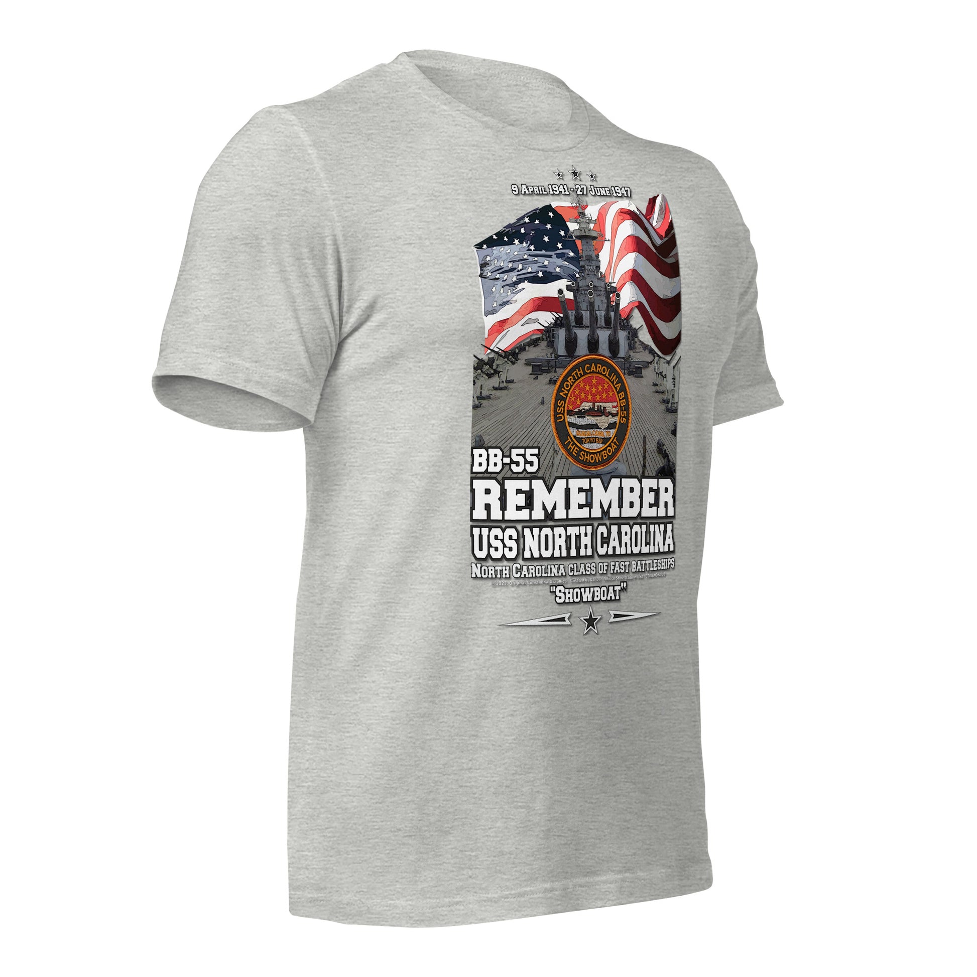 USS NORTH CAROLINA BB-55 t-shirt, US Navy Veterans T-shirt, US Navy Battleship T-shirt, USS NORTH CAROLINA Battleship T-shirt, Comancha Graphics,