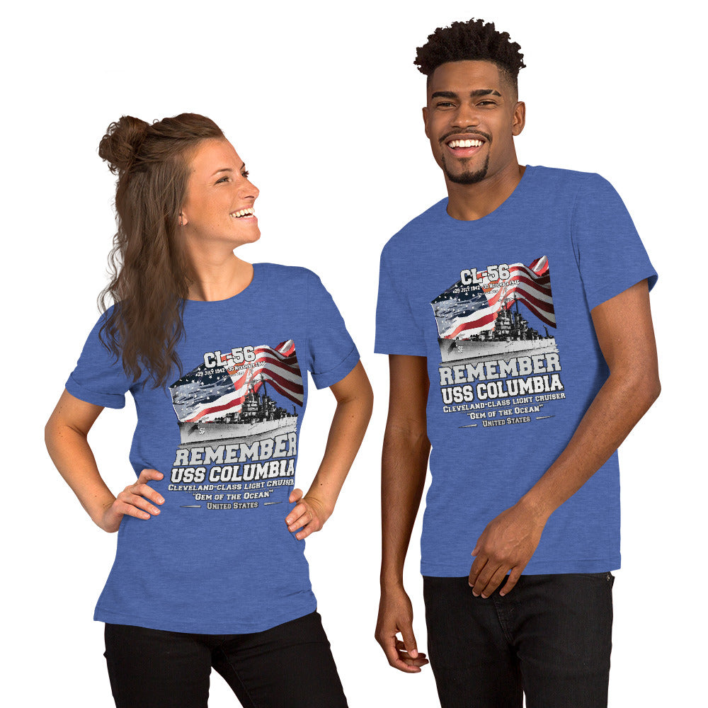 USS COLUMBIA t-shirt, USS COLUMBIA CL-56 t-shirt, Light Cruiser Veterans T-Shirt, Comancha T-shirts,