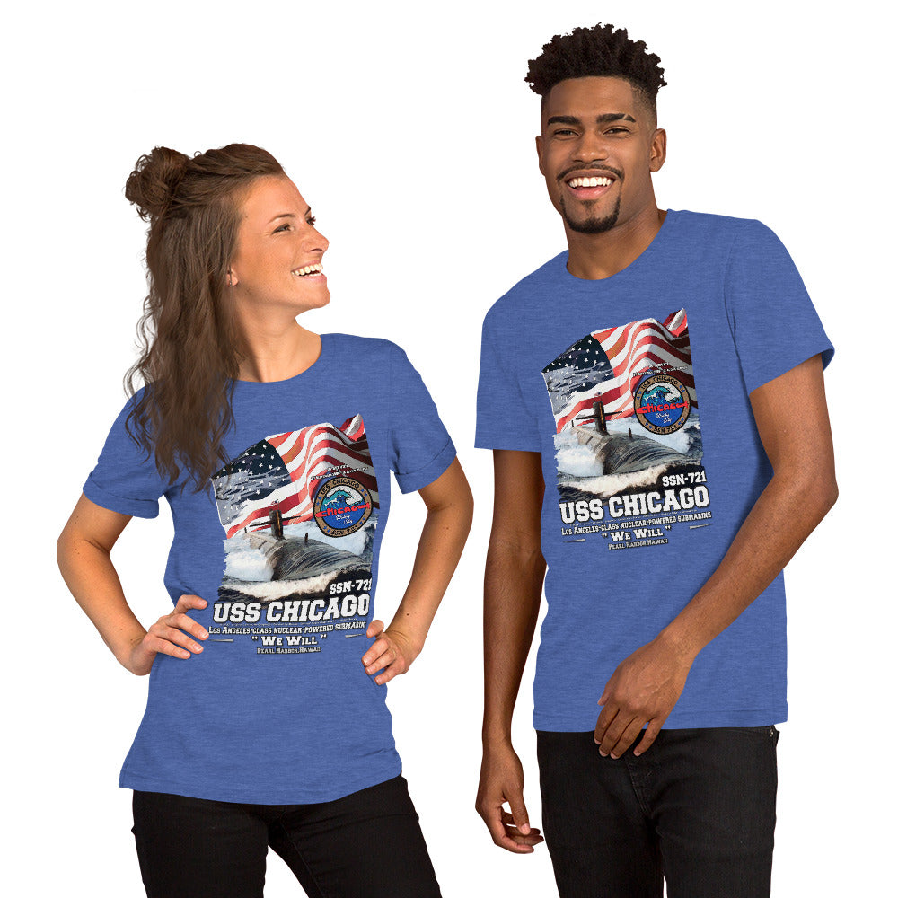 USS CHICAGO tee,USS CHICAGO SSN-721 T-shirt, US Submarine Veterans T-shirts, Comancha Submarine T-shirts,