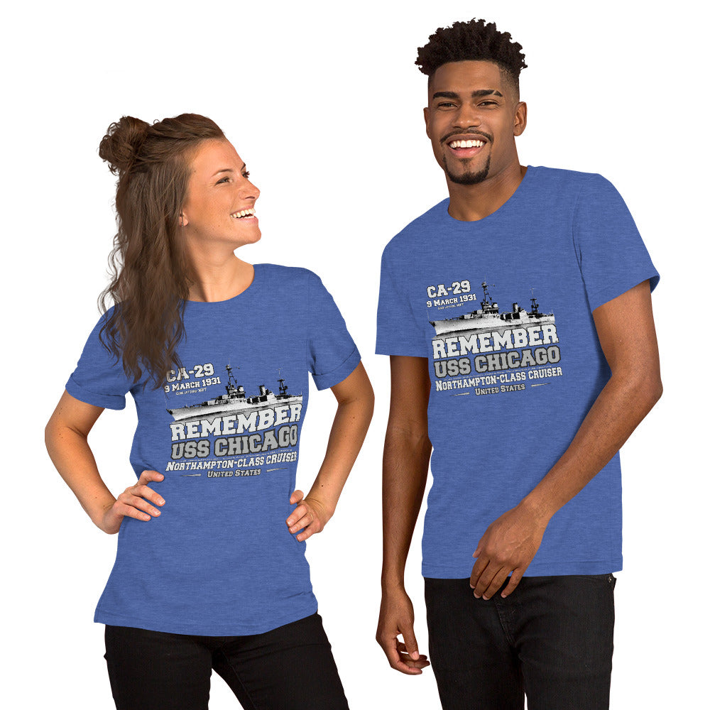 USS CHICAGO tee,USS CHICAGO CA-29 Tee, US Cruiser Veterans T-shirts, Comancha Navy T-shirts,