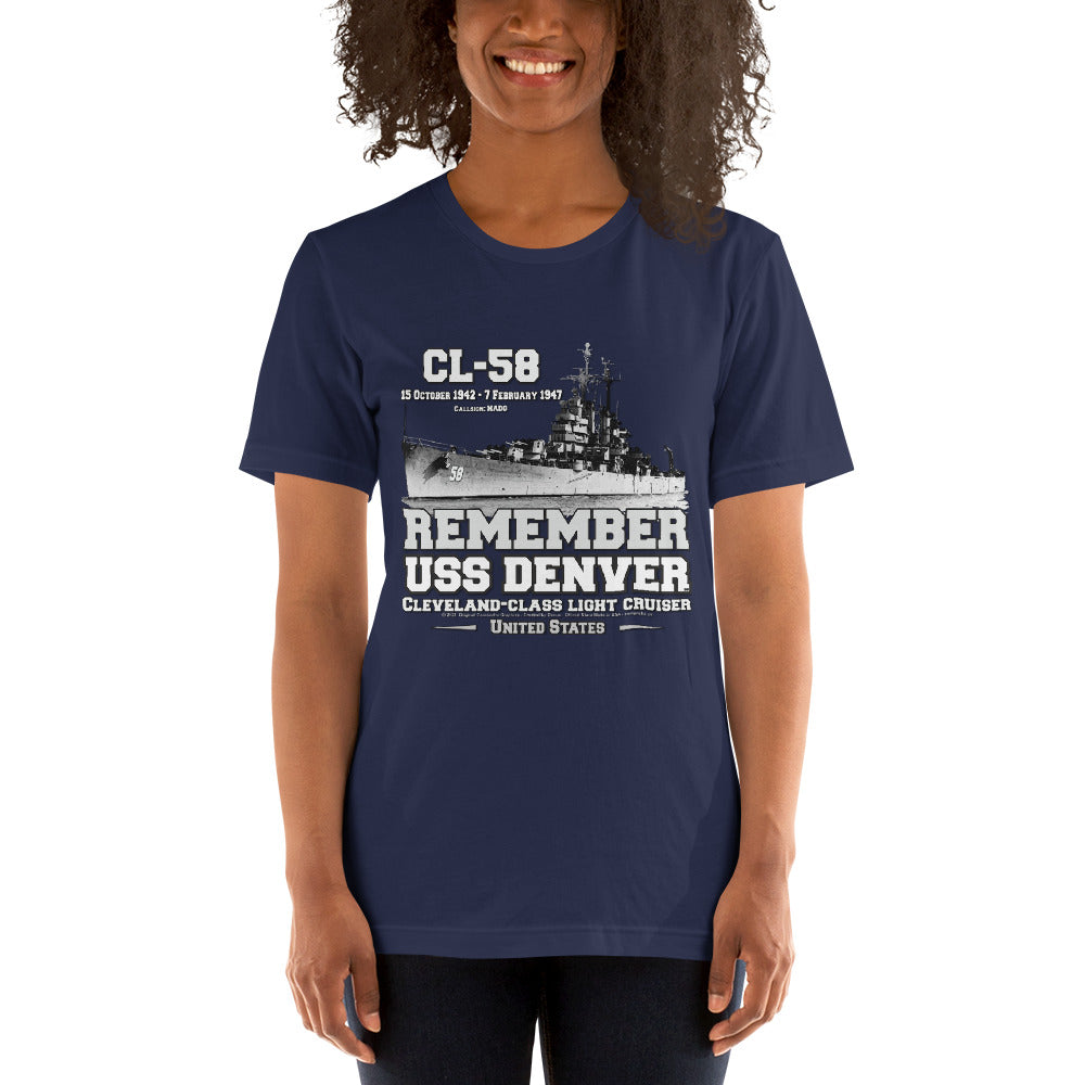 USS DENVER CL-58 tee, Light Cruiser Veterans Unisex t-shirt, Comancha.us t-shirts,