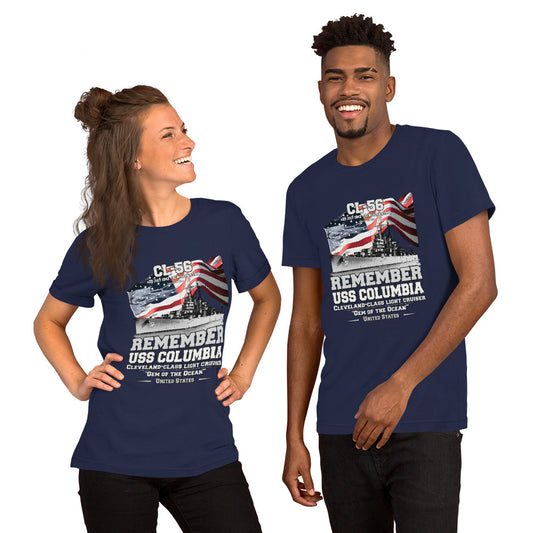 USS COLUMBIA t-shirt, USS COLUMBIA CL-56 t-shirt, Light Cruiser Veterans T-Shirt, Comancha T-shirts,