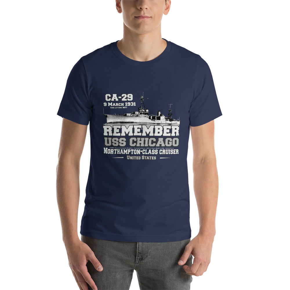 USS CHICAGO tee,USS CHICAGO CA-29 Tee, US Cruiser Veterans T-shirts, Comancha Navy T-shirts,