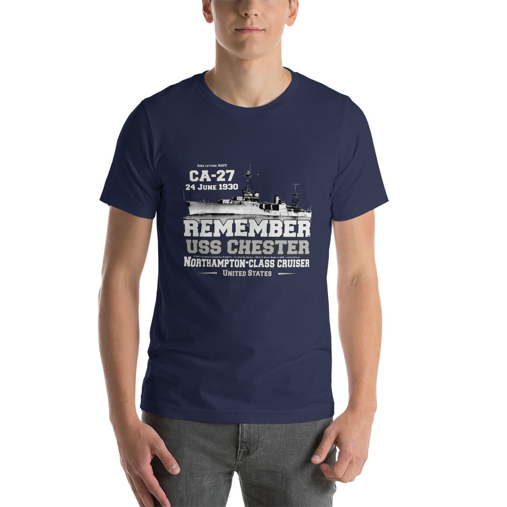 USS CHESTER tee,USS CHESTER CA-27 tee, US Cruiser Veterans T-shirts, Comancha WW2 Veterans T-shirt,