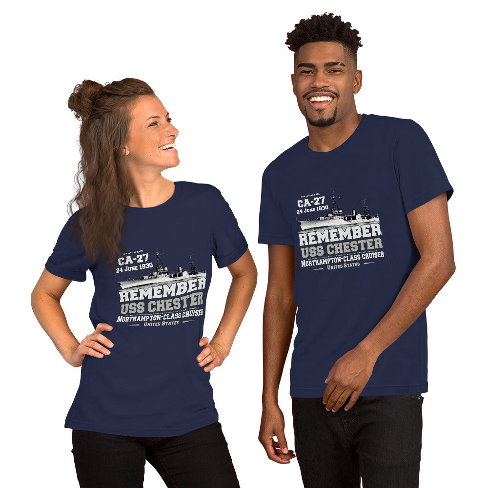 USS CHESTER tee,USS CHESTER CA-27 tee, US Cruiser Veterans T-shirts, Comancha WW2 Veterans T-shirt,