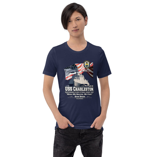 USS CHARLESTON tee,USS CHARLESTON LCS-18 Tee, US Littoral Combat Ship Veterans T-shirts, Comancha T-shirts,