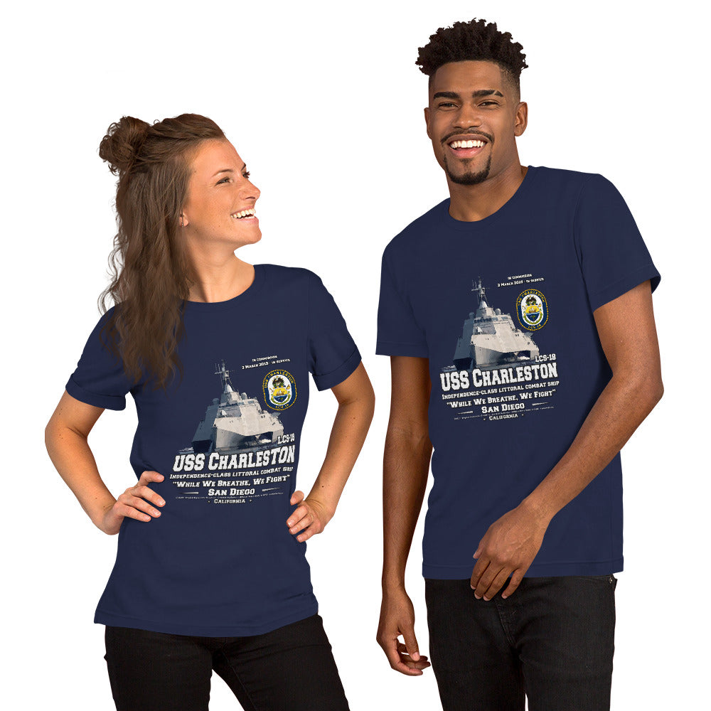 USS CHARLESTON tee,USS CHARLESTON LCS-18 Tee, US Littoral Combat Ship Veterans T-shirts, Comancha T-shirts,