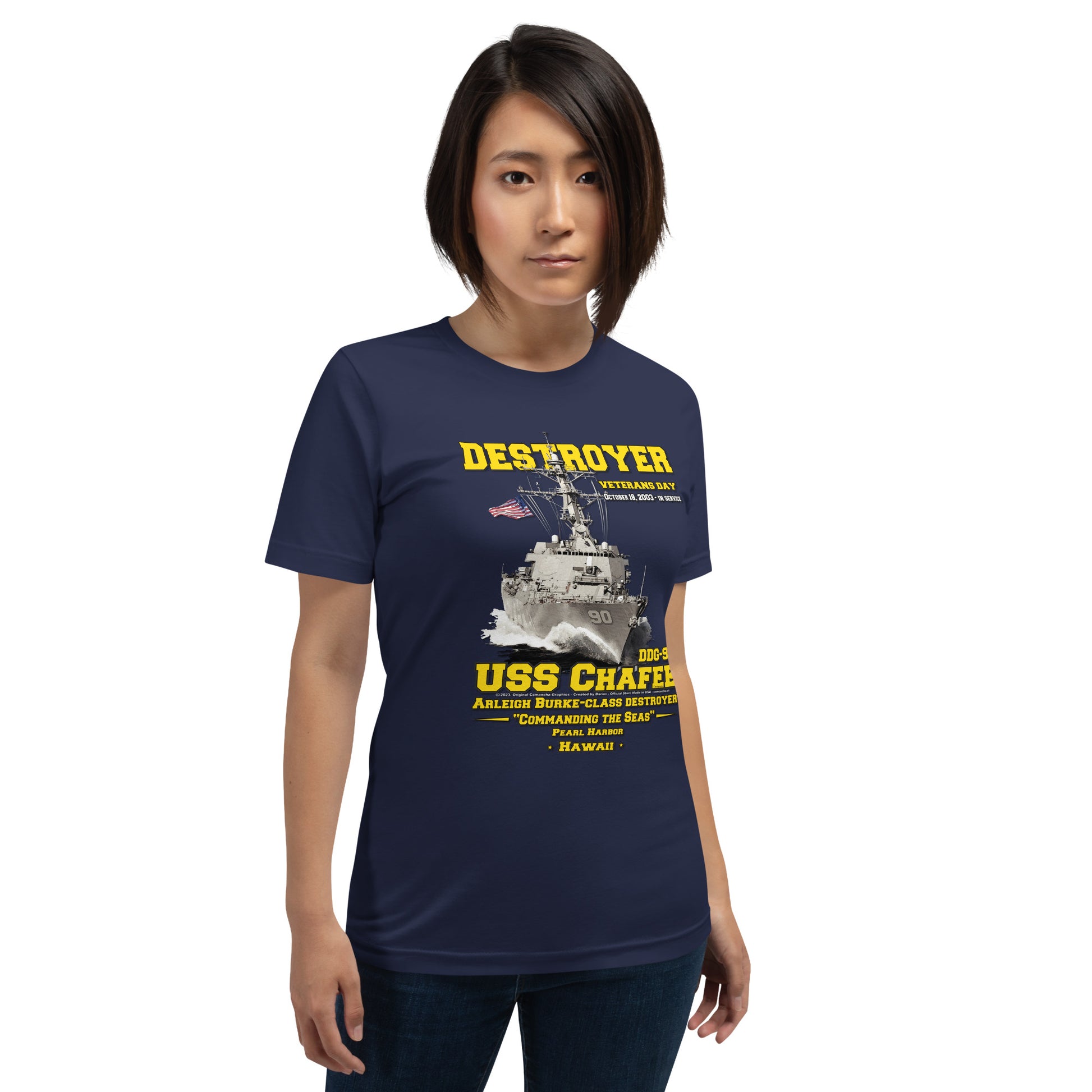 USS CHAFEE tee,USS CHAFEE DDG-90 tee, US Destroyer Ship Veterans T-shirts, Comancha T-shirt,