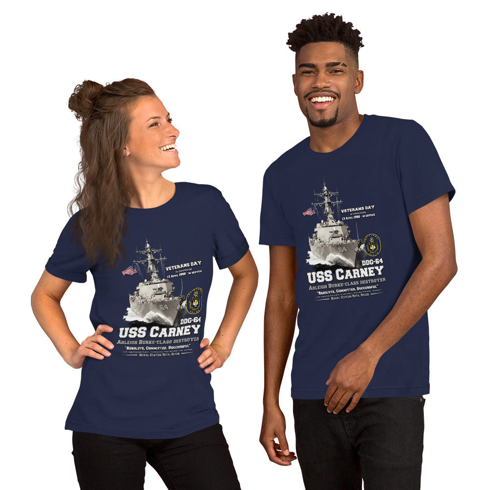 USS CARNEY DDG-64 t-shirt, USS CARNEY t-shirt, Destroyer Veterans Tee; Comancha Navy Tee, T-shirt shop,