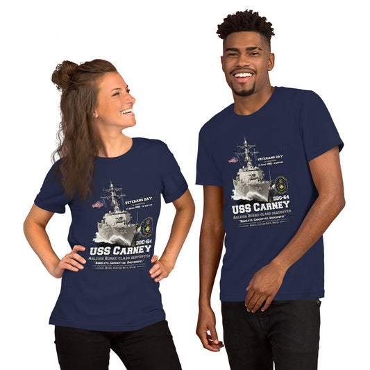 USS CARNEY DDG-64 t-shirt, USS CARNEY t-shirt, Destroyer Veterans Tee; Comancha Navy Tee, T-shirt shop,