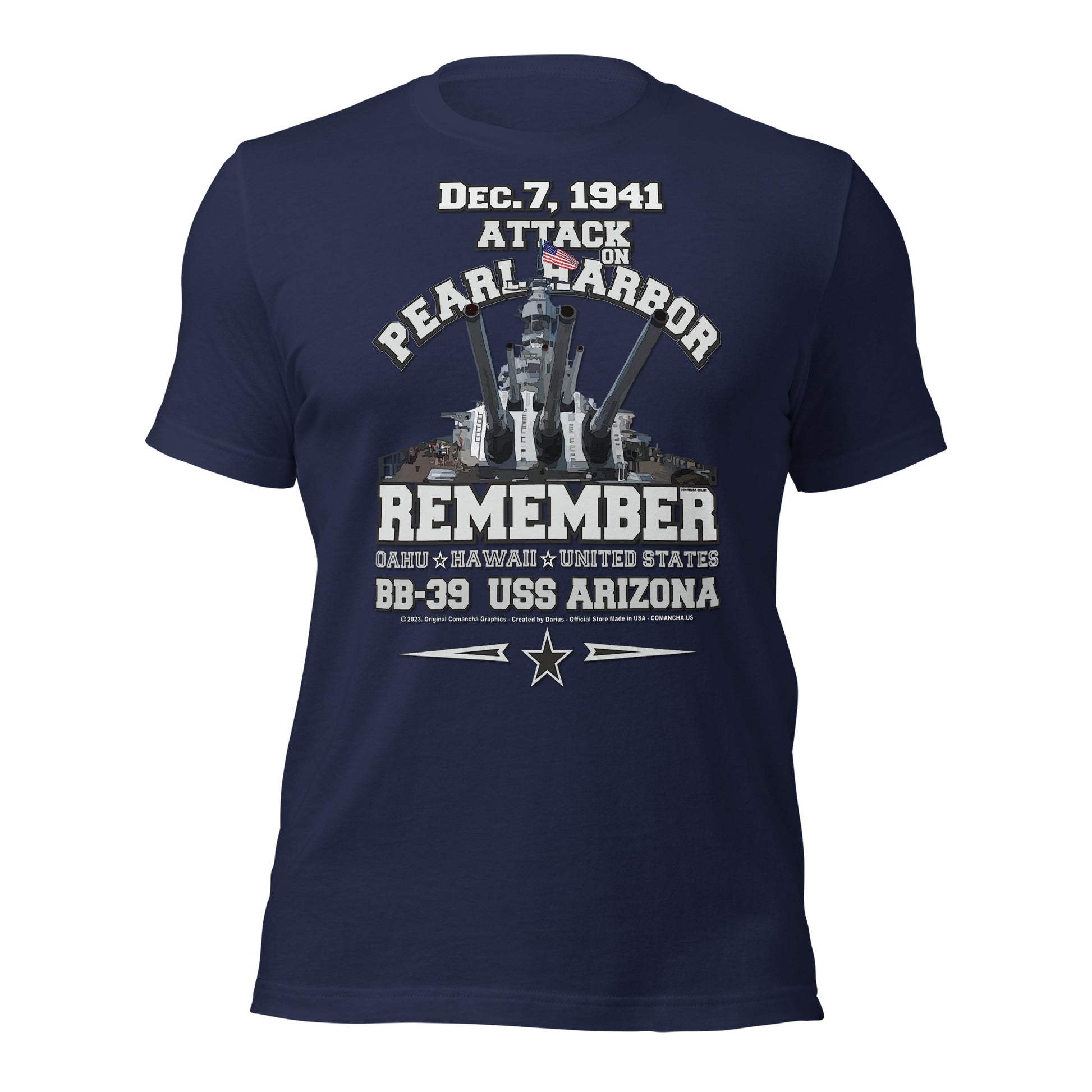 USS ARIZONA BB-39 Battleship tee, USS ARIZONA Pearl Harbor,USS ARIZONA BB-39 Battleship tee, Remember USS ARIZONA T-shirt, Remember Pearl Harbor tee, comancha t-shirt store,