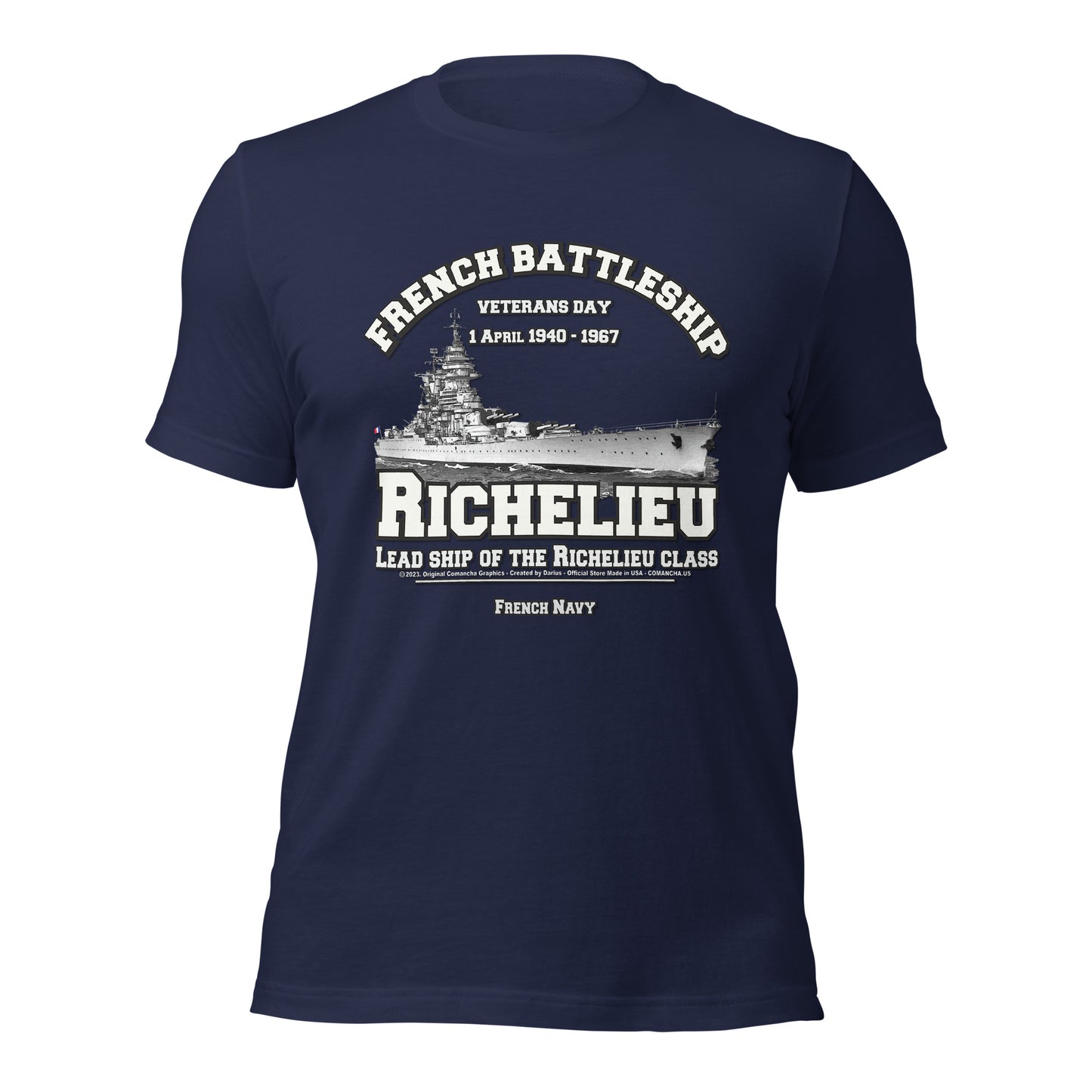 RICHELIEU French battleship tees, RICHELIEU t-shirts,RICHELIEU French ship,RICHELIEU French Navy Battleship tee, RICHELIEU BATTLESHIP Tee,comancha t-shirts,