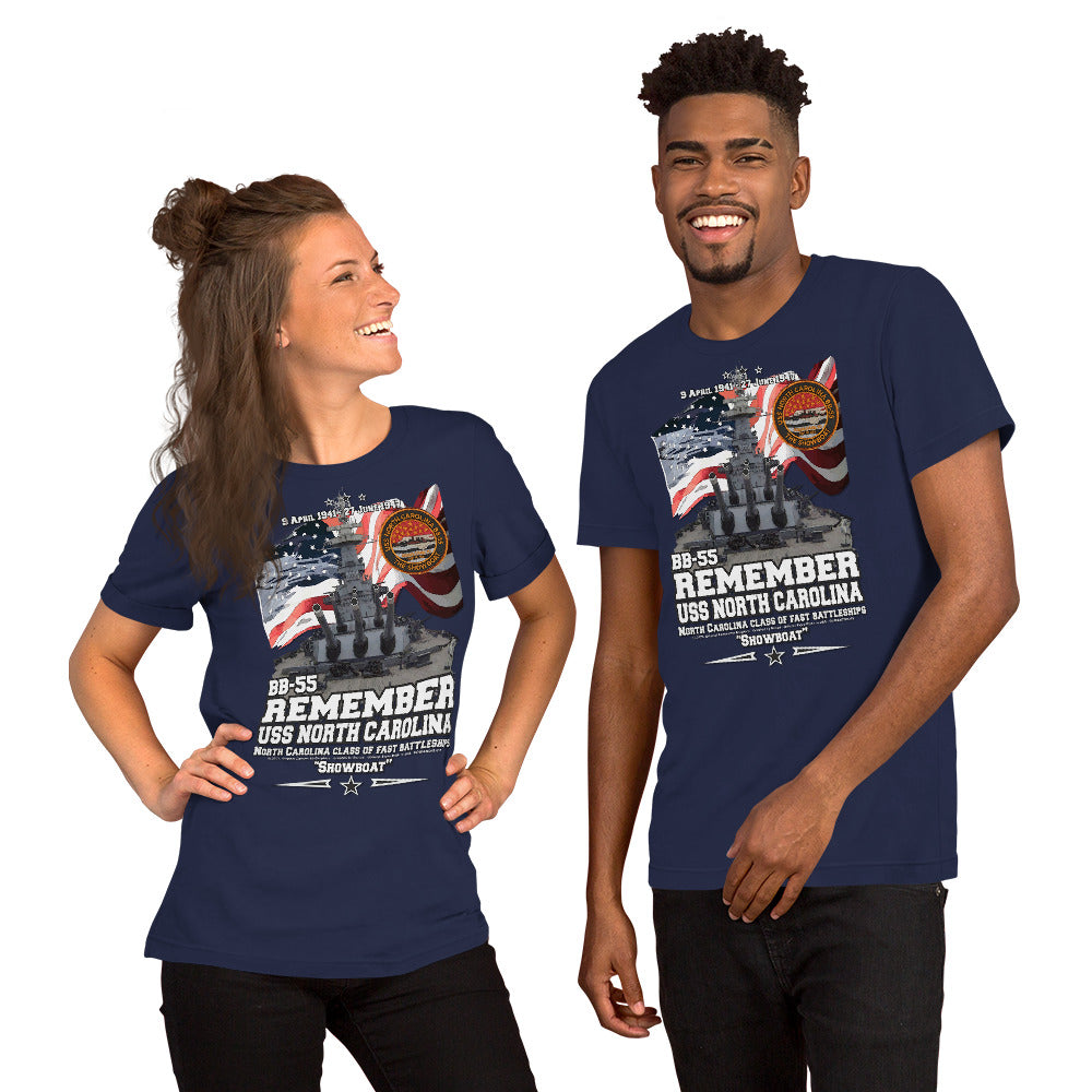 USS NORTH CAROLINA BB-55 t-shirt, US Navy Veterans T-shirt, US Navy Battleship T-shirt, USS NORTH CAROLINA Battleship T-shirt, Comancha Graphics,
