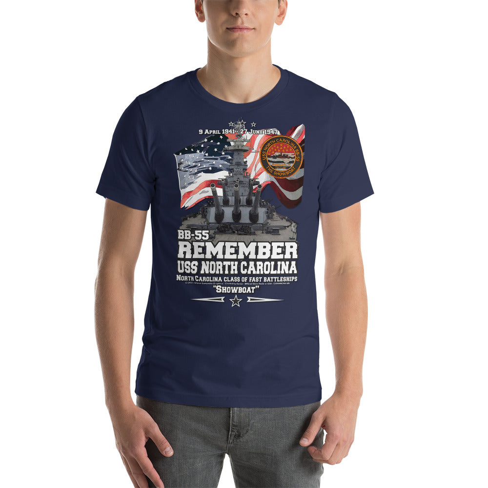 USS NORTH CAROLINA BB-55 t-shirt, US Navy Veterans T-shirt, US Navy Battleship T-shirt, USS NORTH CAROLINA Battleship T-shirt, Comancha Graphics,