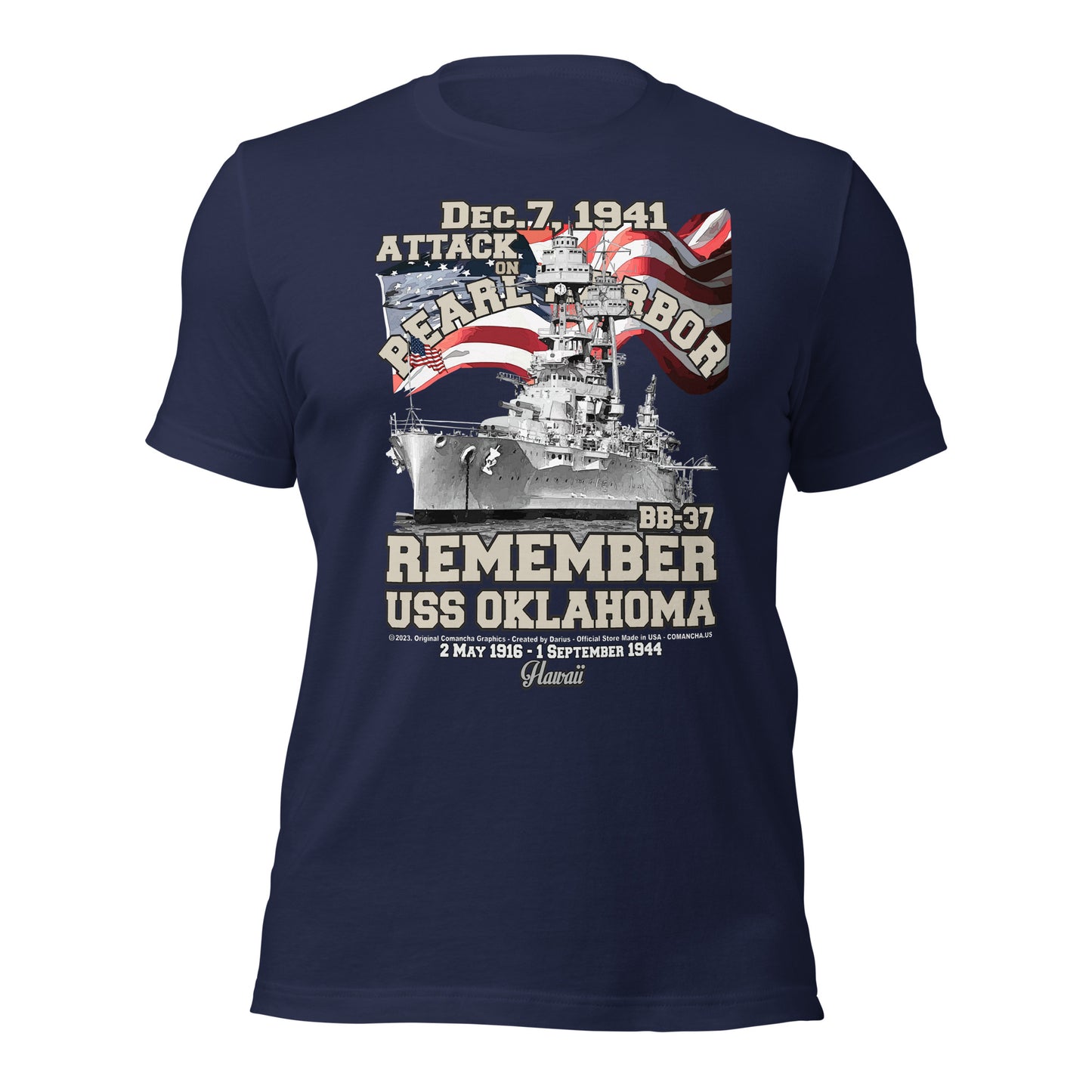 USS OKLAHOMA BB-37 t-shirt, Pearl harbor t-shirt,remember pearl harbor tee,US Navy Battleship T-shirt, USS OKLAHOMA T-shirt,comancha,comancha graphics,tees,