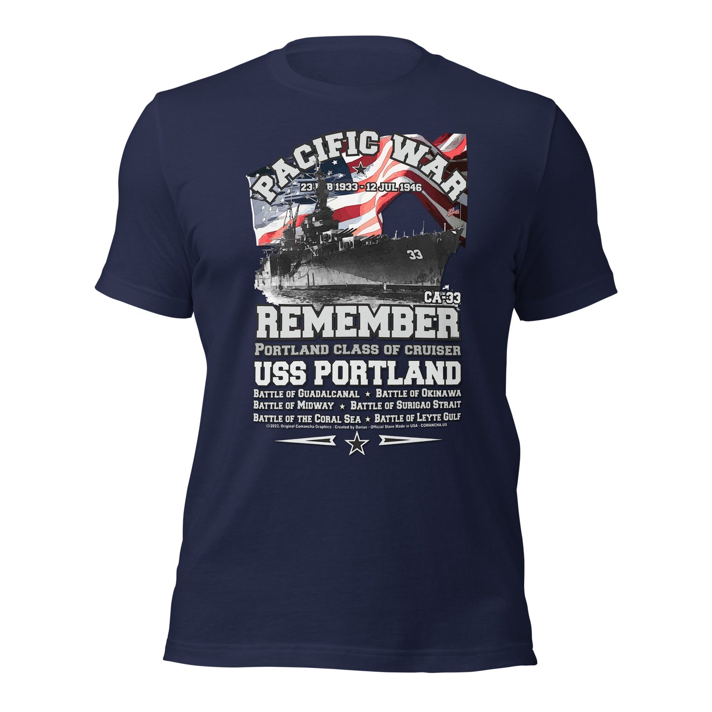 USS PORTLAND t-shirt, US Navy veterans T-shirt, US Navy Cruiser T-shirt, USS PORTLAND CA-33 T-shirt, Comancha,Tees,Midway veterans tee,