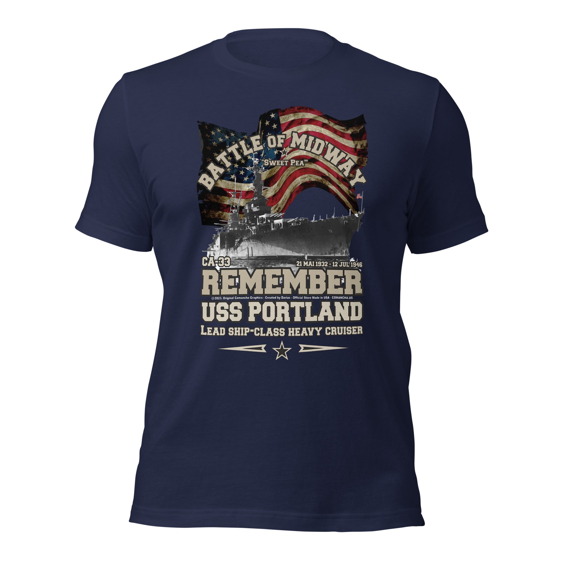 USS PORTLAND t-shirt, US Navy veterans T-shirt, US Navy Cruiser T-shirt, USS PORTLAND CA-33 T-shirt, Comancha,Tees,Midway veterans tee,