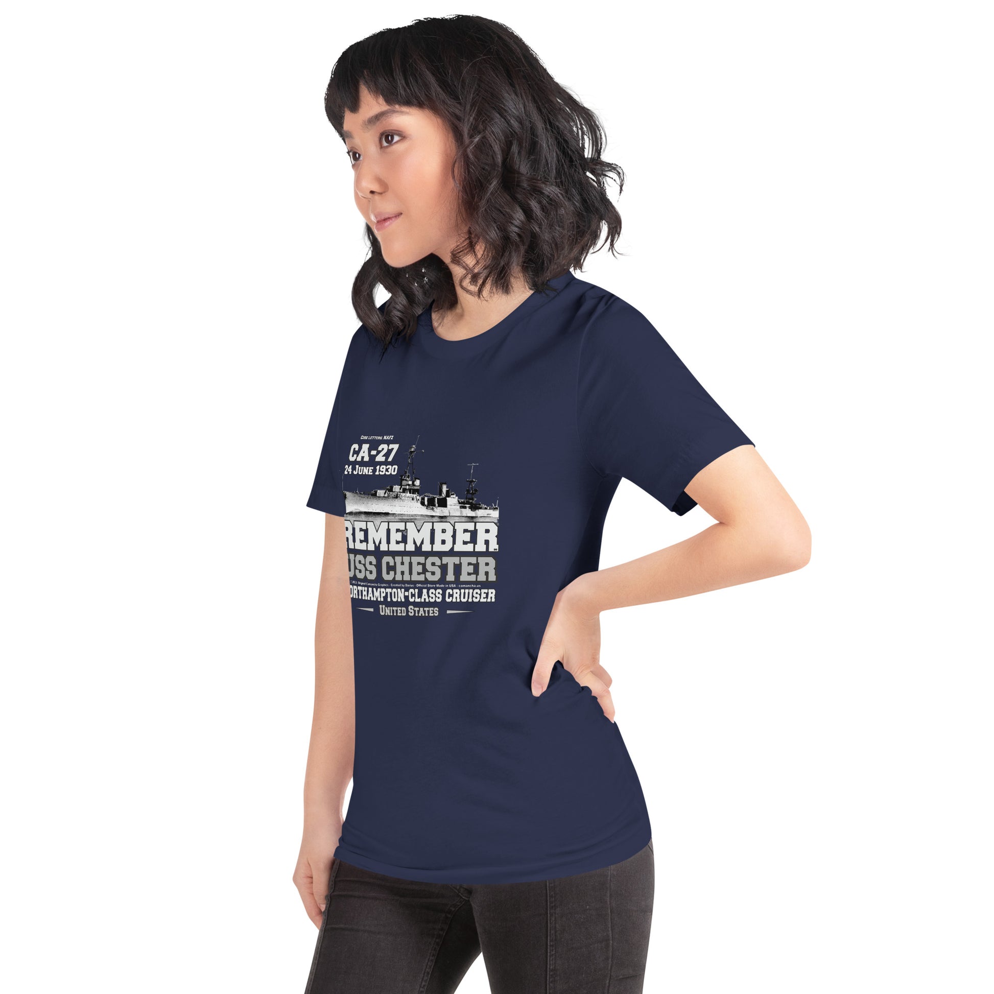 USS CHESTER tee,USS CHESTER CA-27 tee, US Cruiser Veterans T-shirts, Comancha WW2 Veterans T-shirt,