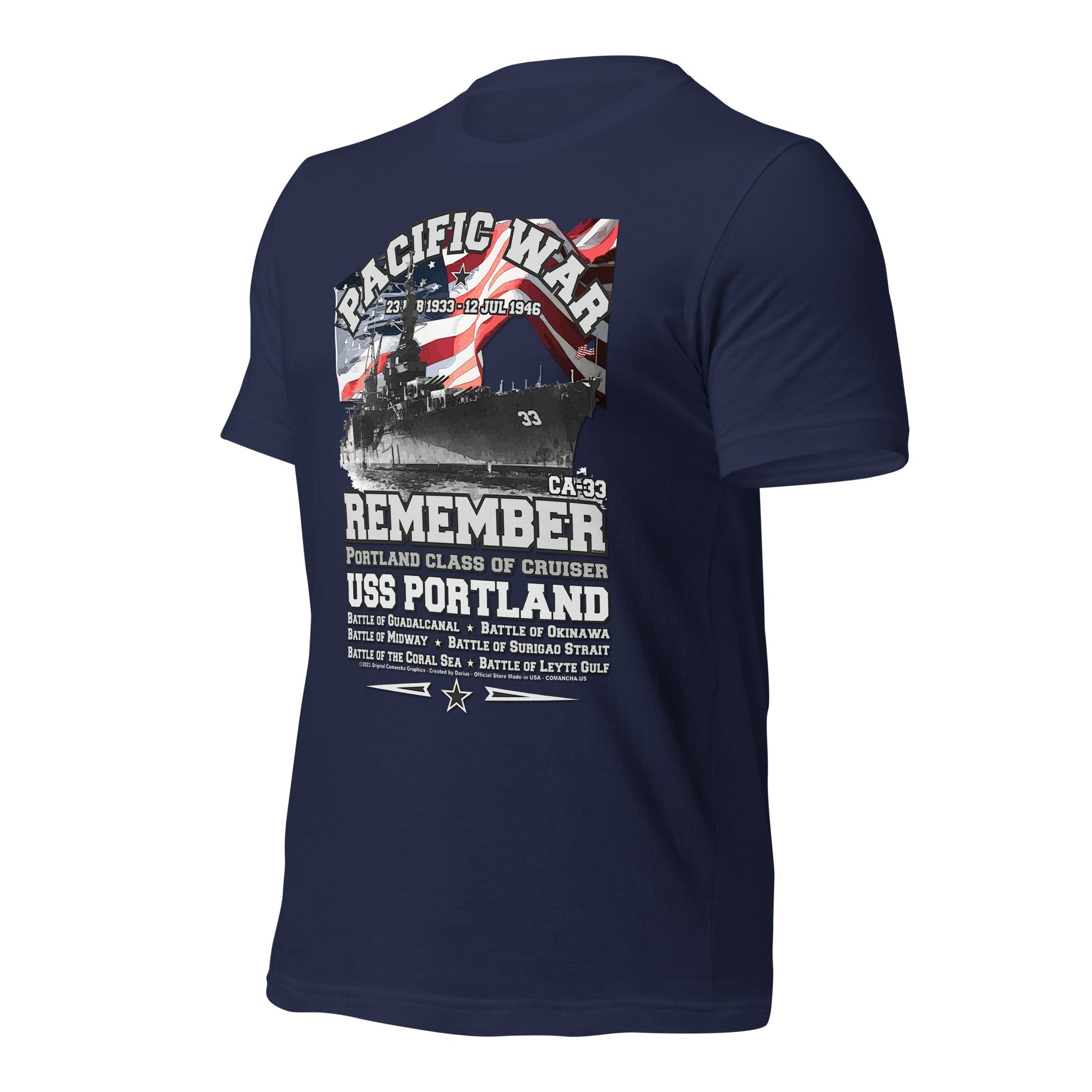 USS PORTLAND t-shirt, US Navy veterans T-shirt, US Navy Cruiser T-shirt, USS PORTLAND CA-33 T-shirt, Comancha,Tees,Midway veterans tee,