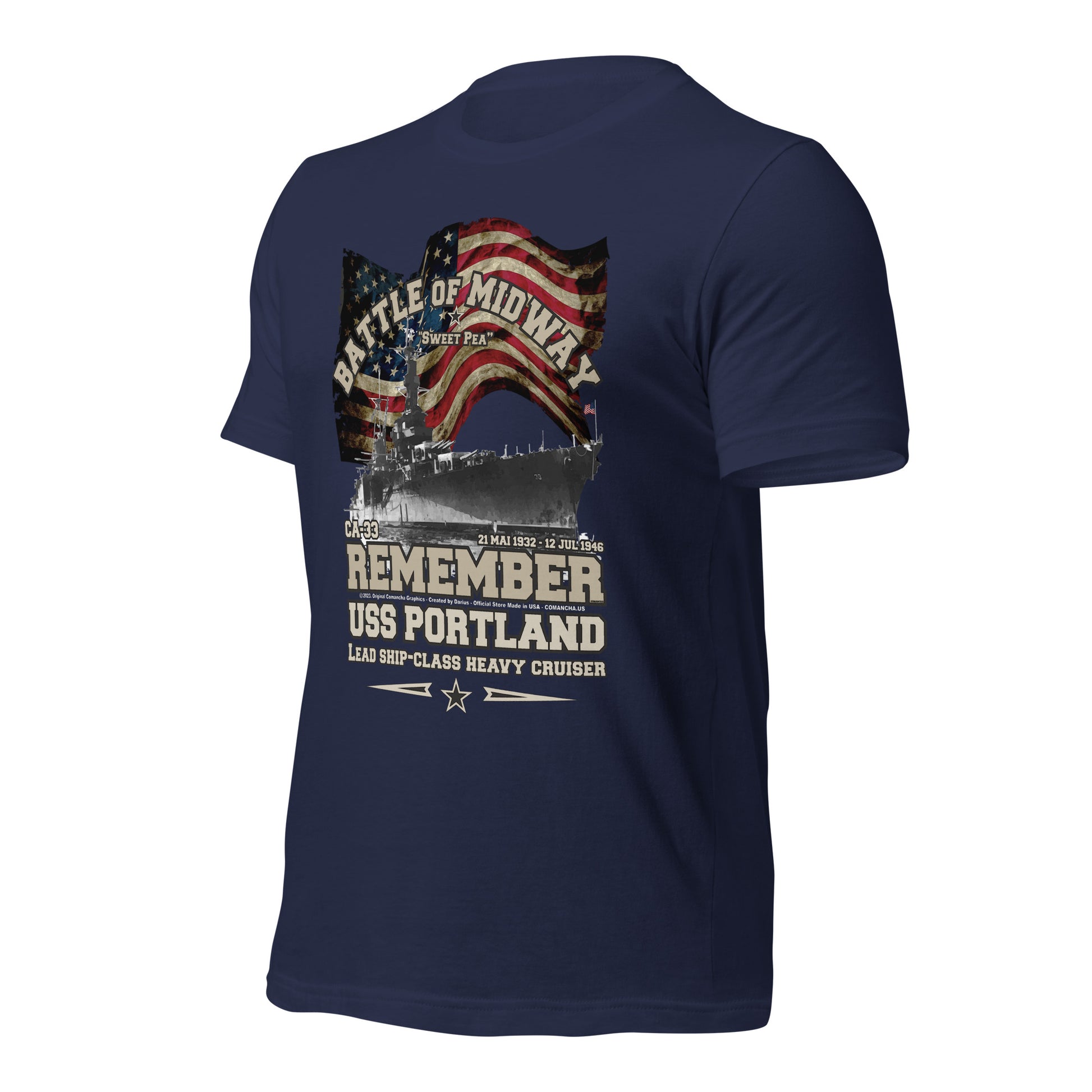 USS PORTLAND t-shirt, US Navy veterans T-shirt, US Navy Cruiser T-shirt, USS PORTLAND CA-33 T-shirt, Comancha,Tees,Midway veterans tee,