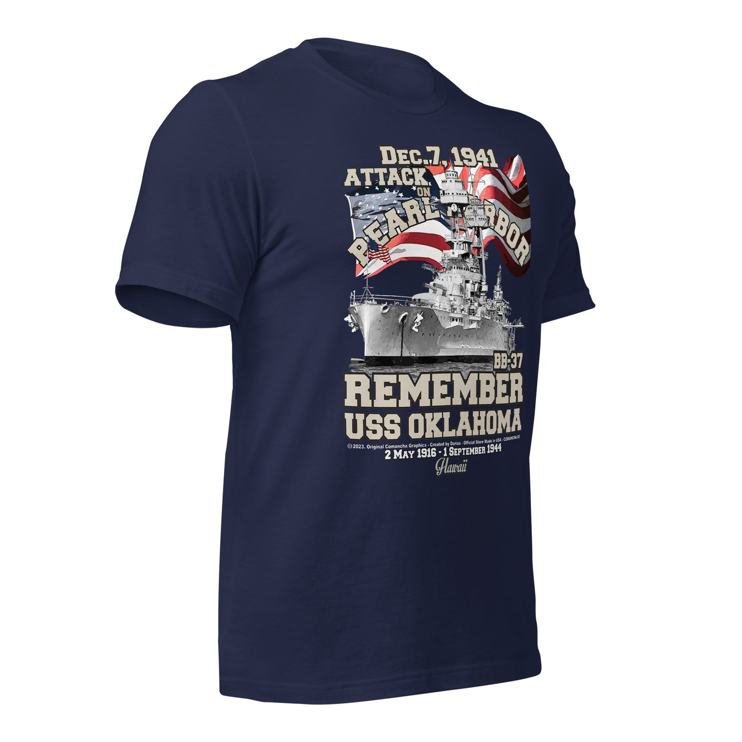 USS OKLAHOMA BB-37 t-shirt, Pearl harbor t-shirt,remember pearl harbor tee,US Navy Battleship T-shirt, USS OKLAHOMA T-shirt,comancha,comancha graphics,tees,