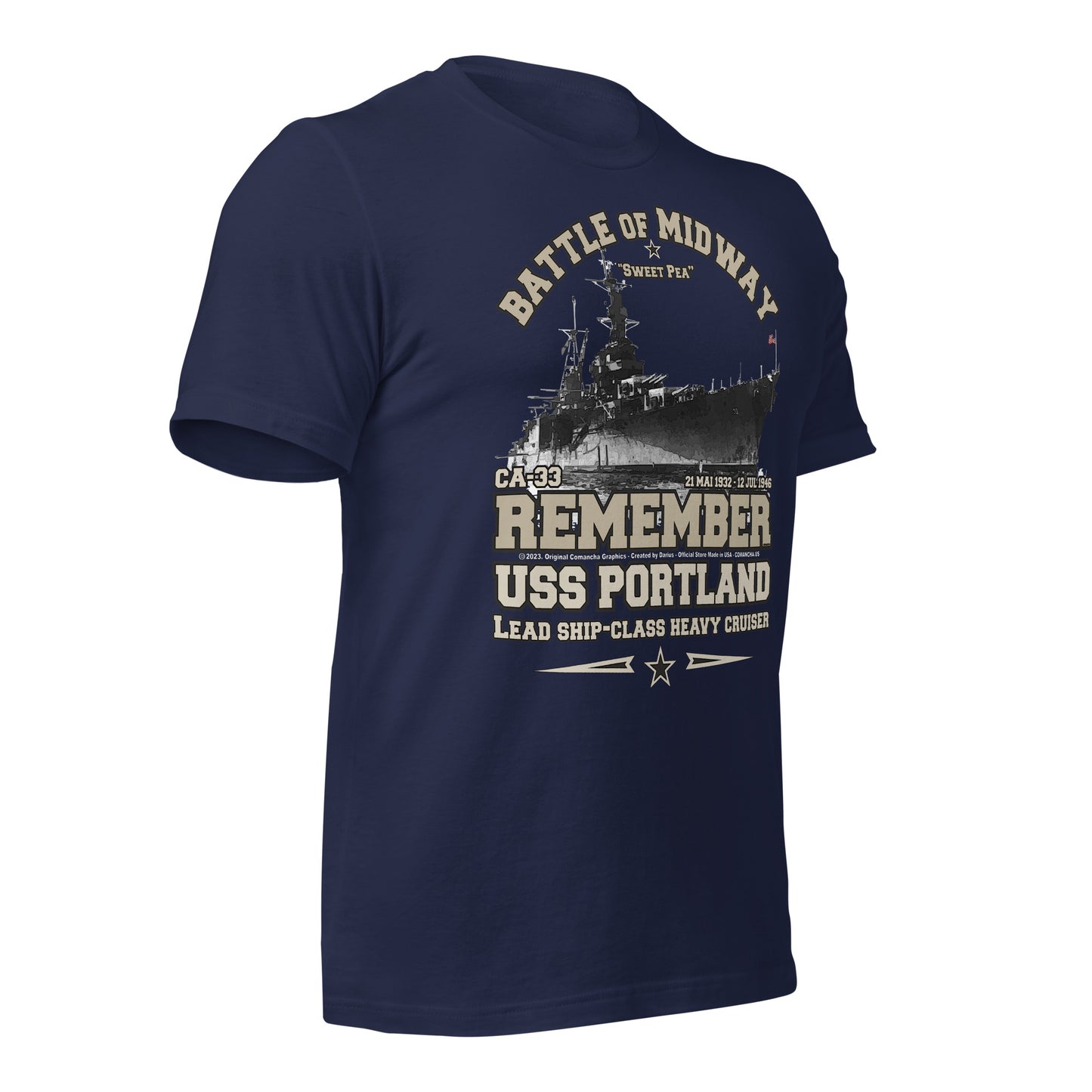 USS PORTLAND t-shirt, US Navy veterans T-shirt, US Navy Cruiser T-shirt, USS PORTLAND CA-33 T-shirt, Comancha,Tees,Midway veterans tee,