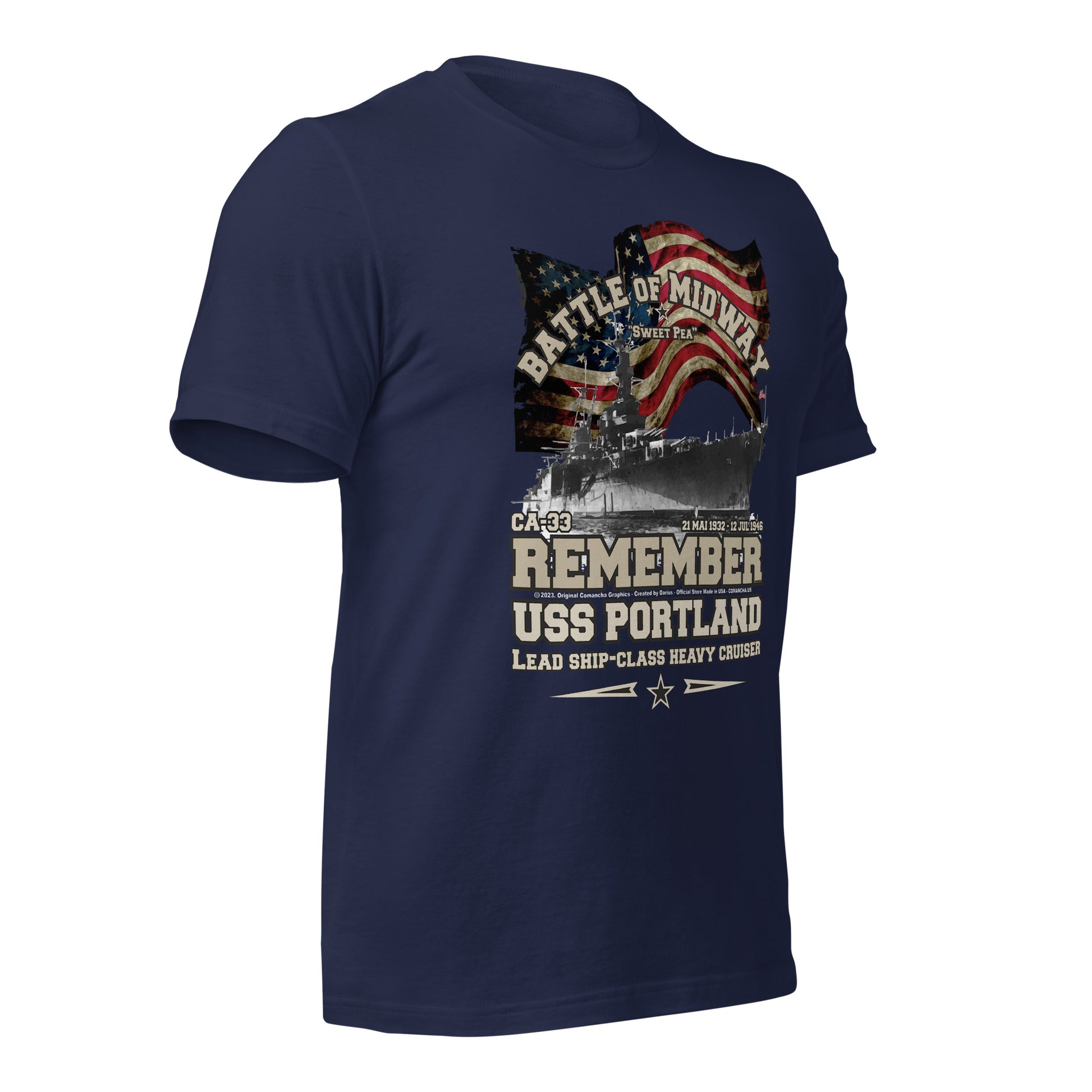USS PORTLAND t-shirt, US Navy veterans T-shirt, US Navy Cruiser T-shirt, USS PORTLAND CA-33 T-shirt, Comancha,Tees,Midway veterans tee,