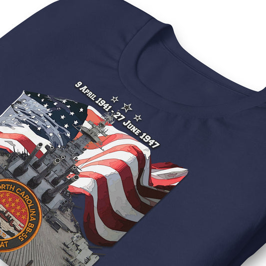 USS NORTH CAROLINA BB-55 t-shirt, US Navy Veterans T-shirt, US Navy Battleship T-shirt, USS NORTH CAROLINA Battleship T-shirt, Comancha Graphics,