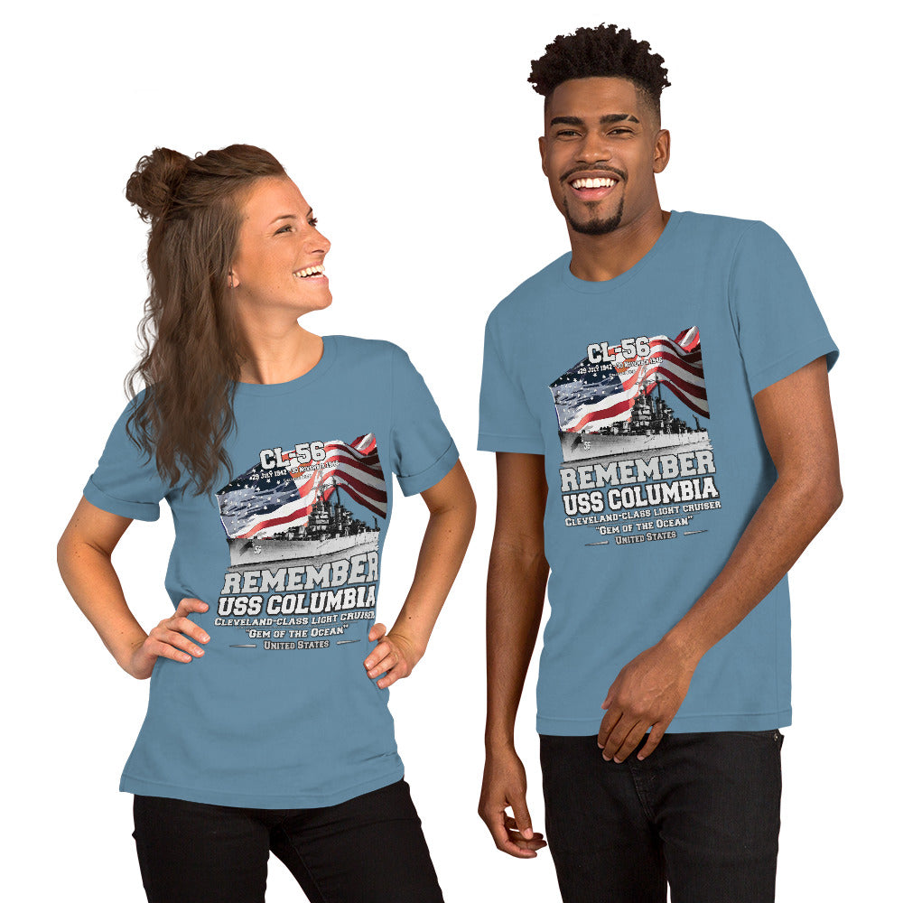 USS COLUMBIA t-shirt, USS COLUMBIA CL-56 t-shirt, Light Cruiser Veterans T-Shirt, Comancha T-shirts,