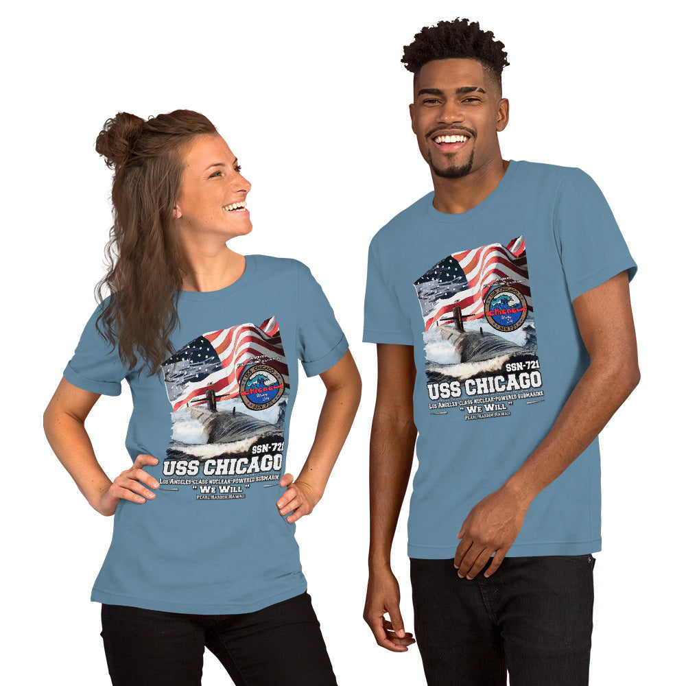 USS CHICAGO tee,USS CHICAGO SSN-721 T-shirt, US Submarine Veterans T-shirts, Comancha Submarine T-shirts,