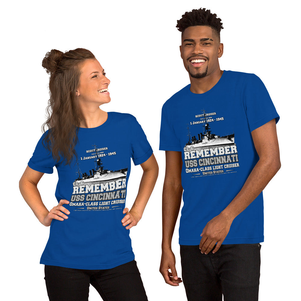 USS CINCINNATI Tee, USS CINCINNATI Cruiser Tee,USS CINCINNATI CL-6 T-shirt,Light Cruiser Veterans T-shirts, Comancha T-shirts,