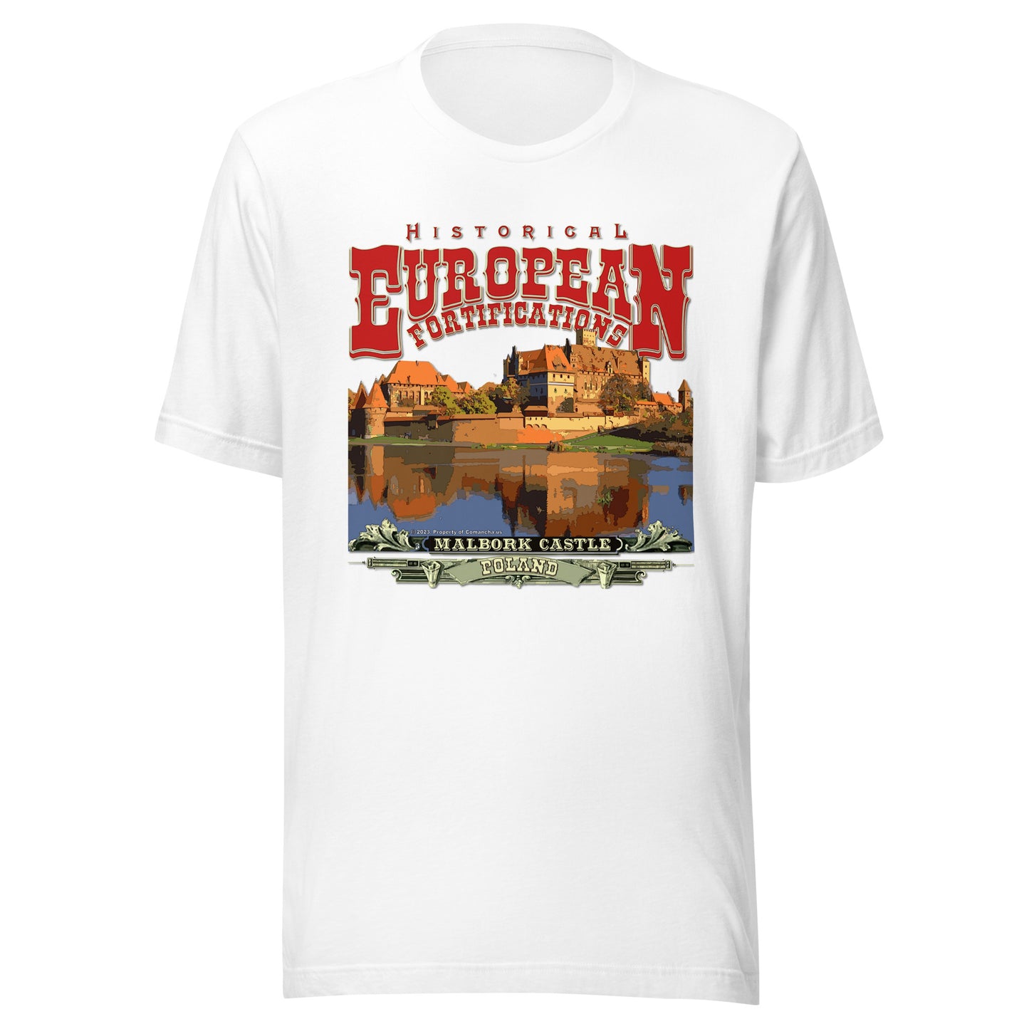 Zamek w Malborku t-shirt, Europejskie fortyfikacje T-shirt, Malbork Castlet-shirt, Polish Castles tee,Comancha T-shirt,