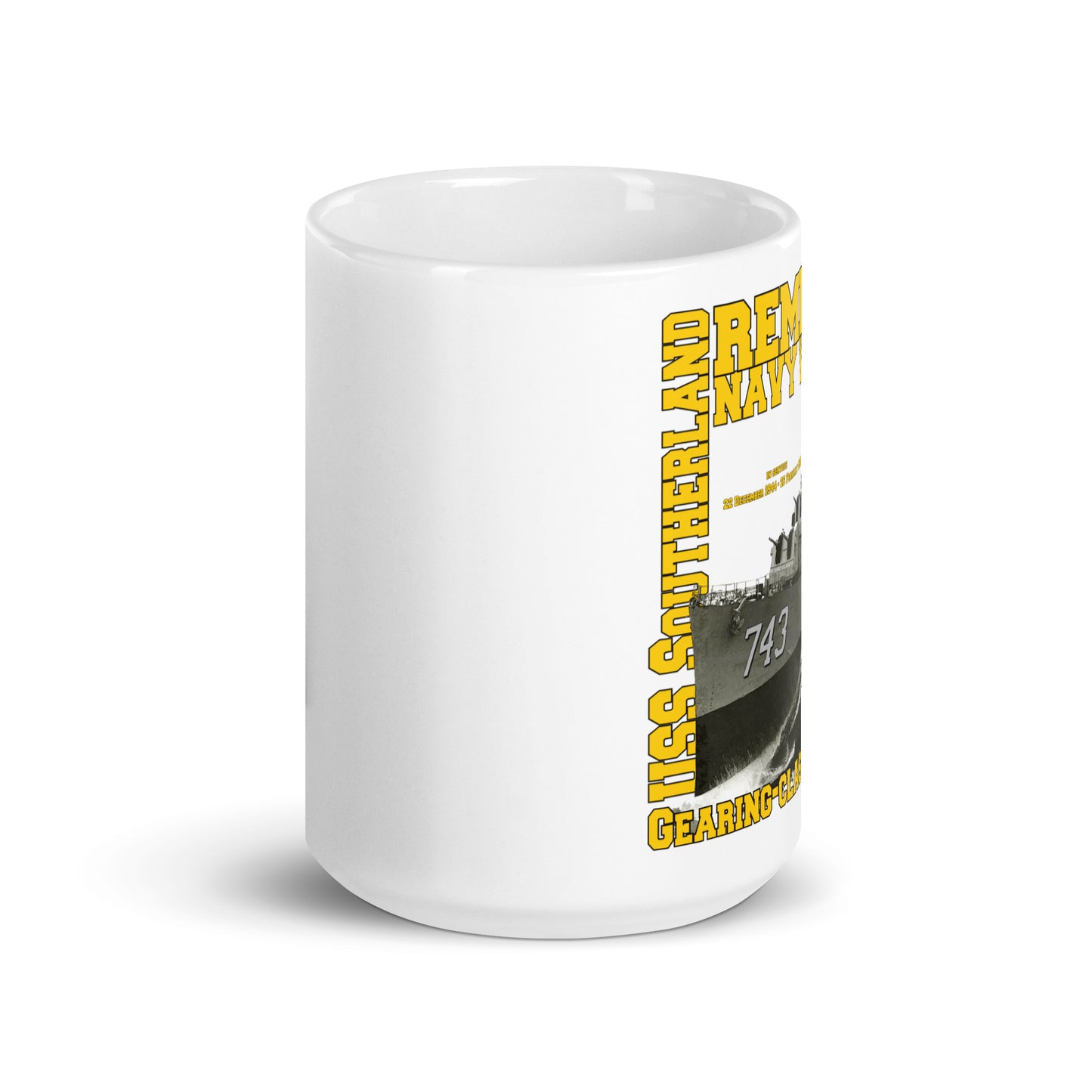 USS Southerland DD-743 Destroyer White mug