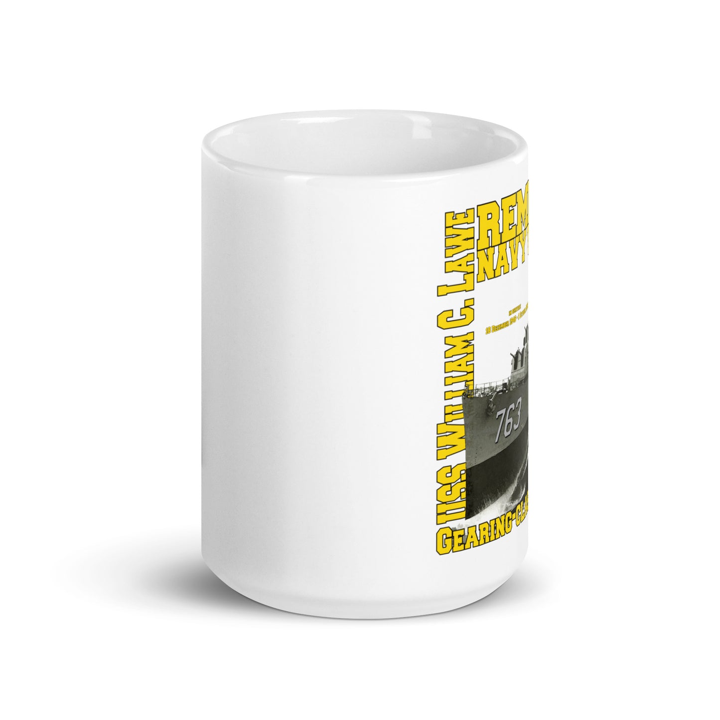 USS William C Lawe DD-763 Destroyer White mug