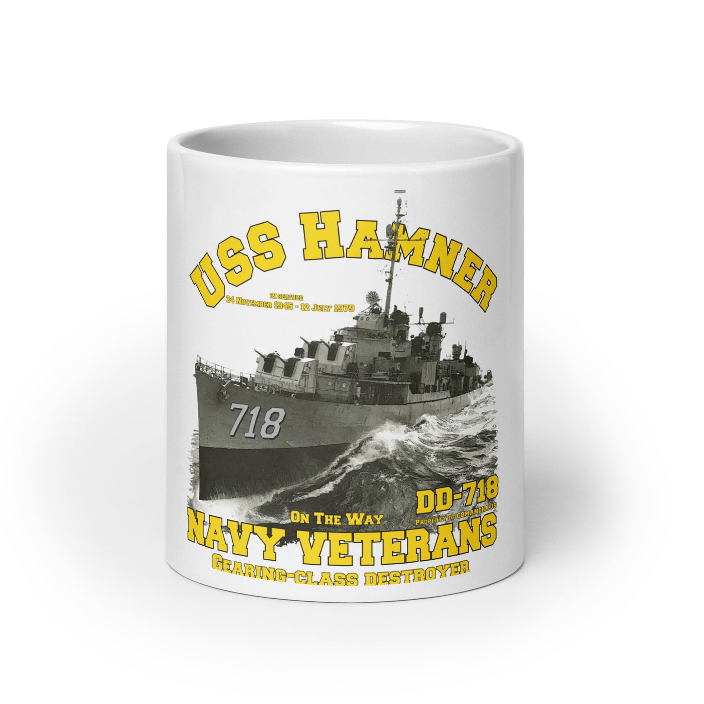 USS HAMNER DD-718 White glossy mug