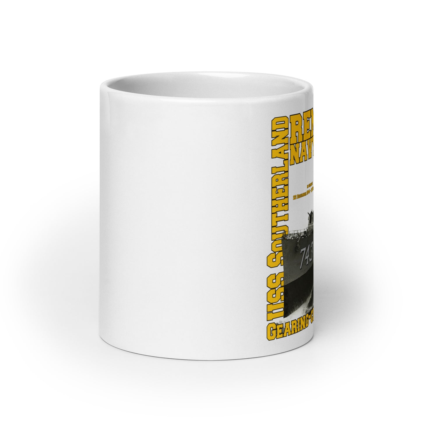 USS Southerland DD-743 Destroyer White mug