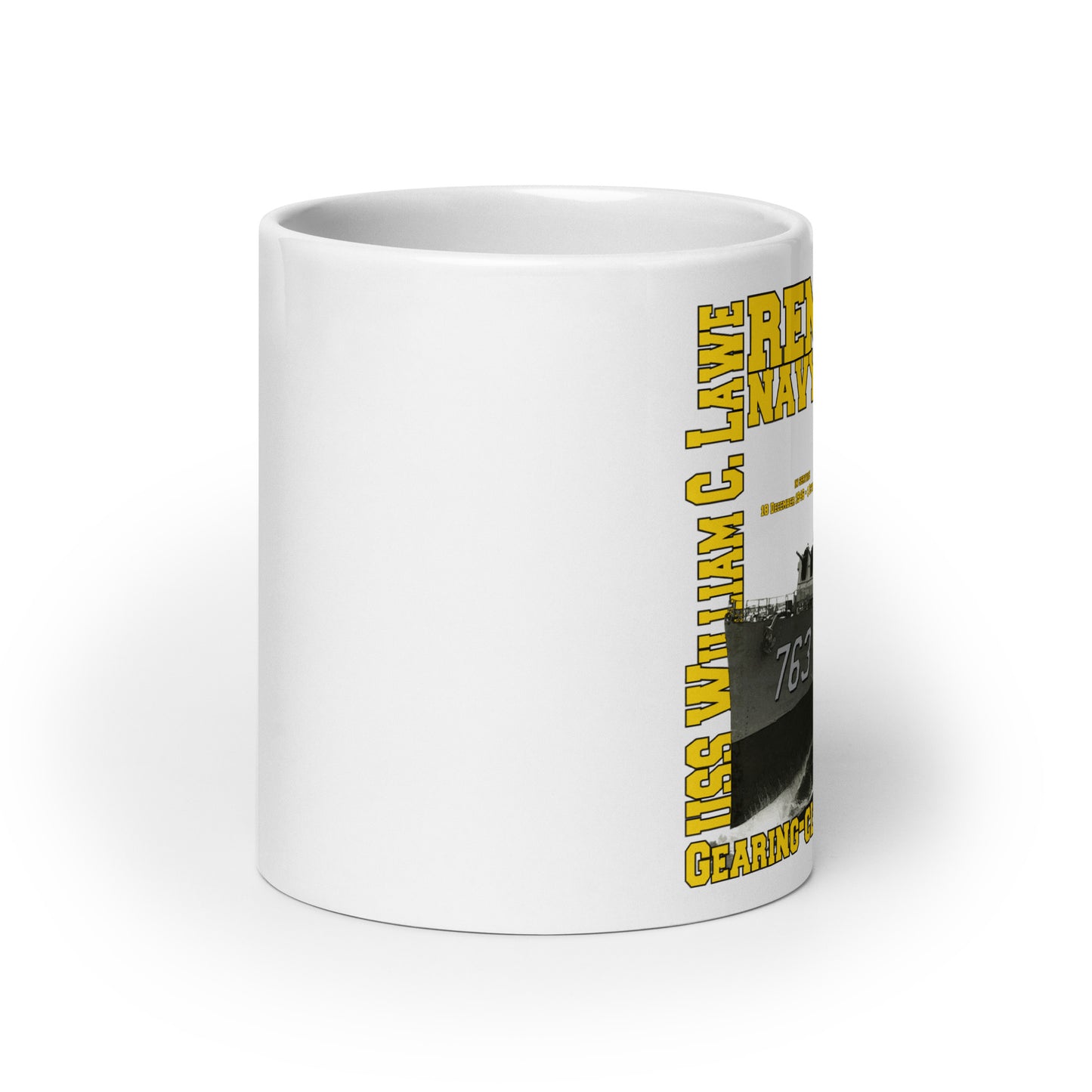 USS William C Lawe DD-763 Destroyer White mug