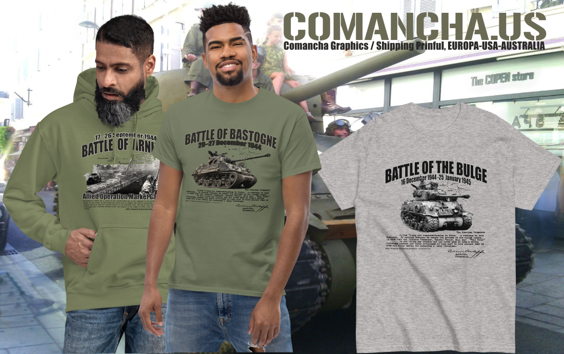 Battle of the Bulge T-shirt Store, Comancha T-shirt Store, Battle of Bastogne T-shirt,