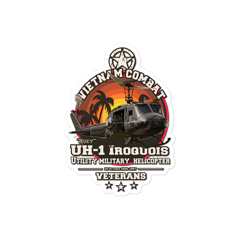 Vietnam Combat - UH-1 Iroquis Hellicopter - Bubble-free stickers