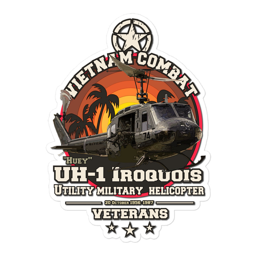 Vietnam Combat - UH-1 Iroquis Hellicopter - Bubble-free stickers