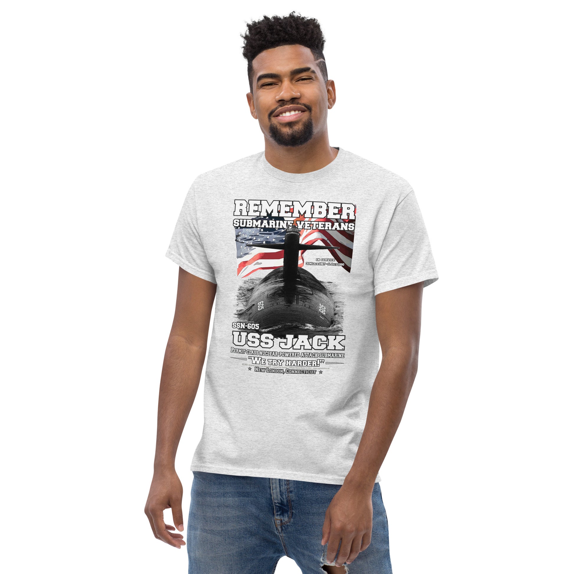 USS JACK SSN-605 Tshirt, US Navy Submarine Veterans T-Shirt, Comancha United States Ships T-shirts, USS JACK SSN-605 Submarine  T-Shirt, 